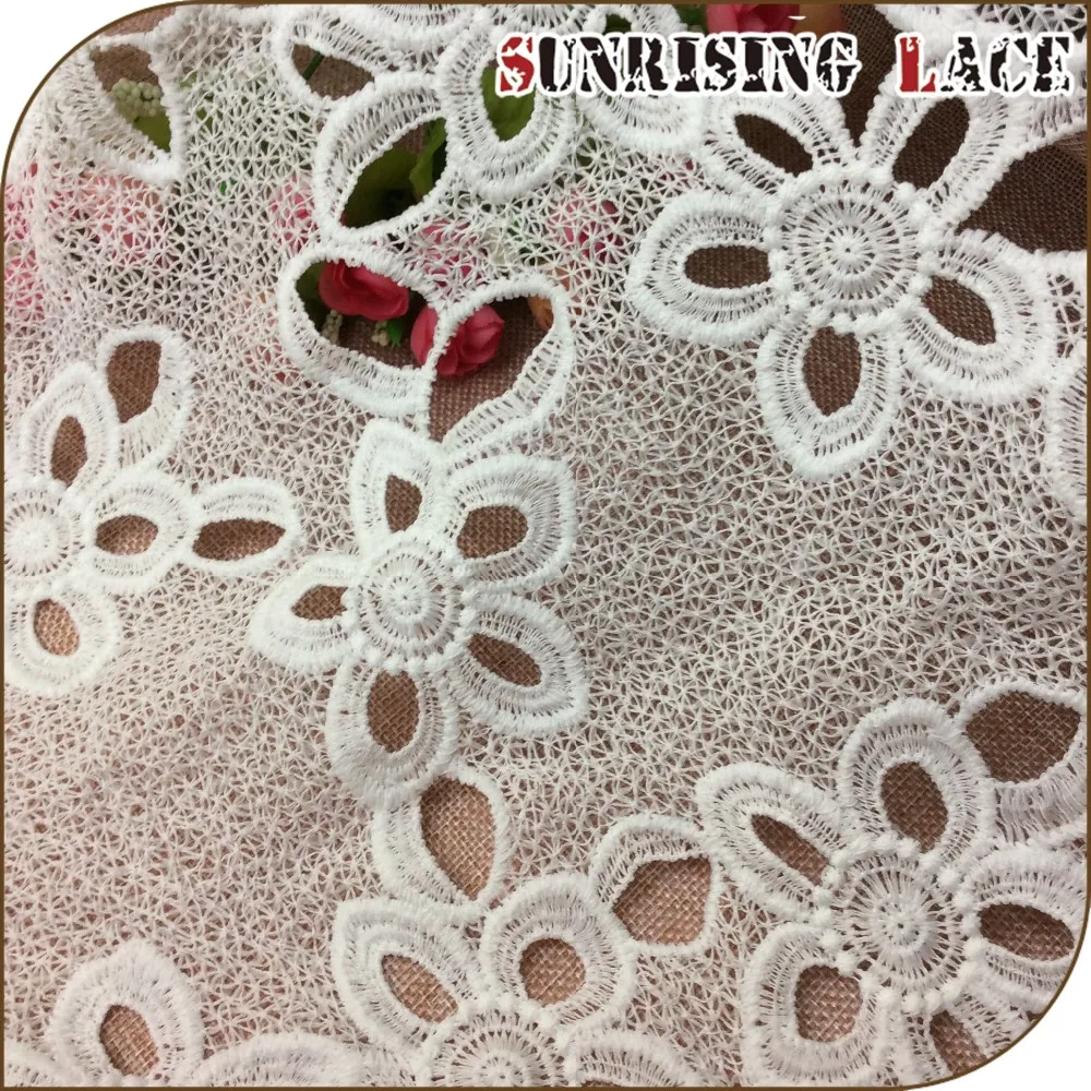 German Embroidered Wedding White Cord Irish Lace Fabric