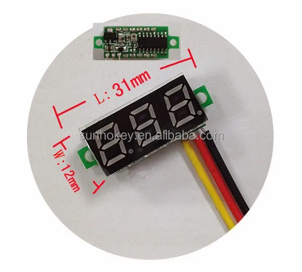 0.28-inch ultra-small digital DC voltmeter adjustable three-wire digital voltmeter battery DC0-100V