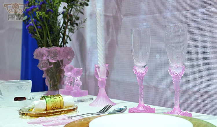 Handmade Luxury Crystal Rose Flower Glassware Party Bubbly Champagne Wine Juice Goblet Cup