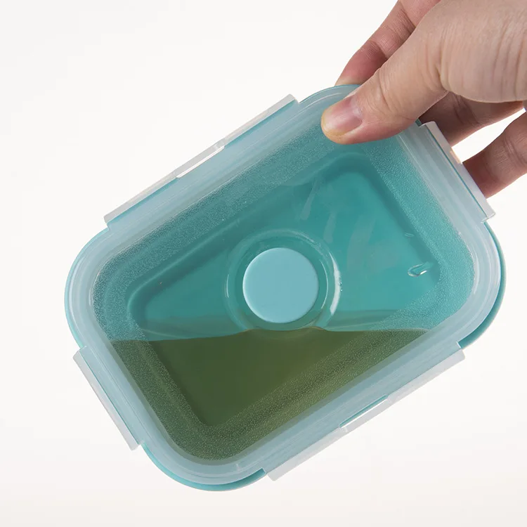 Microwave heated silicone folded lunch box Collapsible Heat-resistent food box portable vegetable container