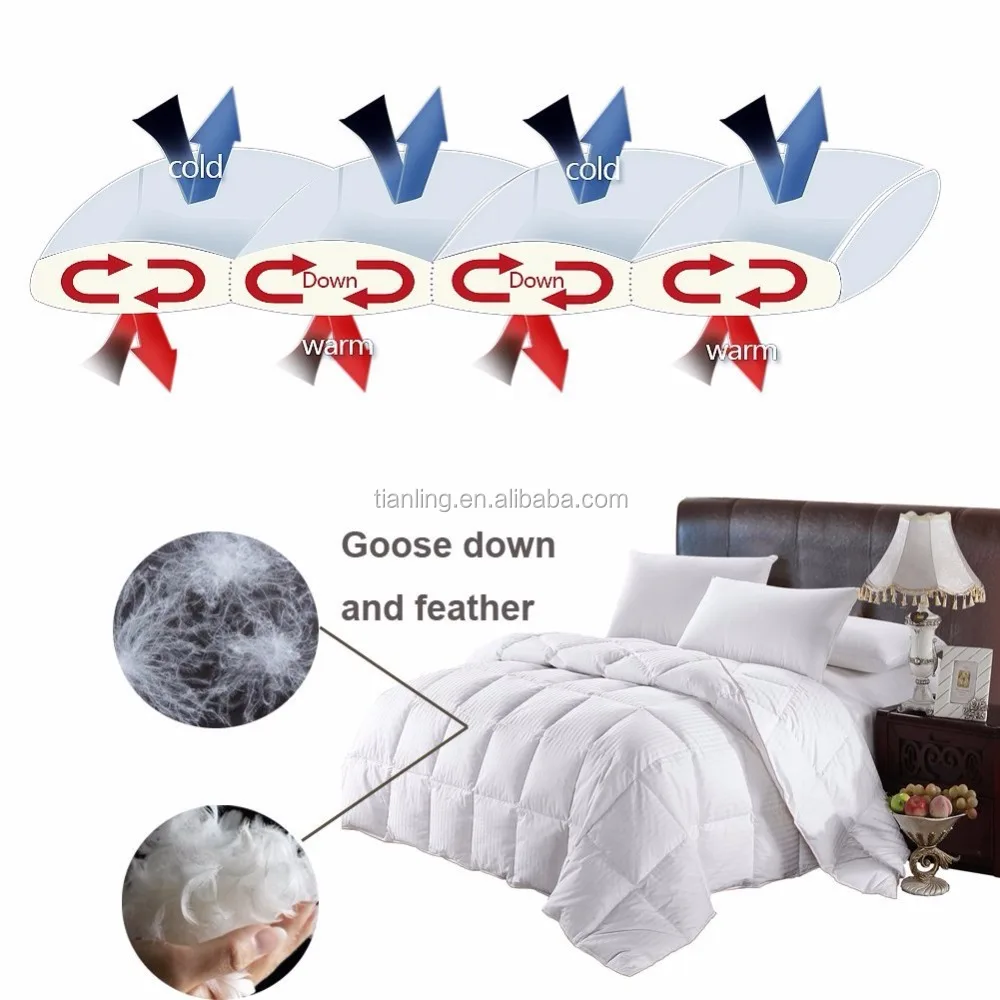 
King Size Duvet Insert White Goose Down Feather Comforter 100% Cotton Cover Fluffy Bed Quilt Blanket All Season (King, White) 