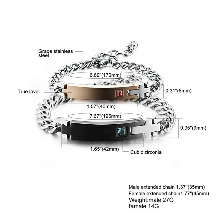 Marlary Engraveable Stainless Steel Couple Lover Bracelets