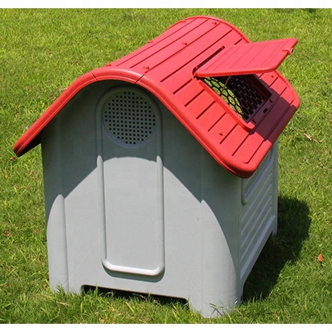 Dog Plastic Kennel Metal Door with Window in the Roof