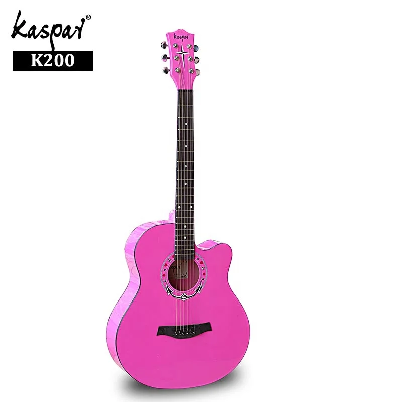 
OEM Support 2019 New Cheapest Kaspar Girl Gifts Classical Guitar Acoustic Cute Pink Cool Shaped Guitars for Sale 
