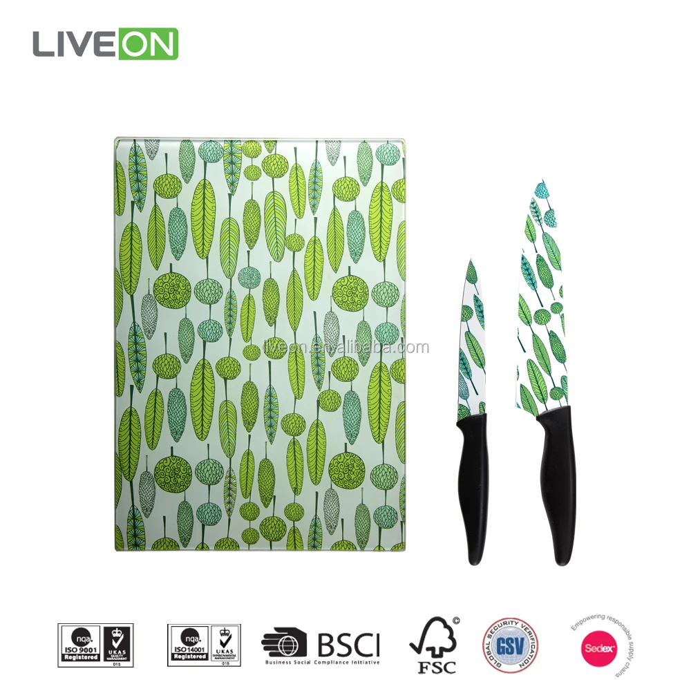 Стеклянная Разделочная Доска Набор С 2 шт. набор Ножей