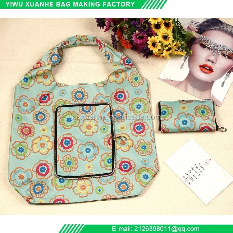 Cheap reusable shopping bag foldable tote bag floral eco promotional for supermarket