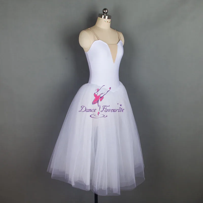 White Camisole Style Long Ballet Dance Tutu Dress for Child and Adult Performance 18008