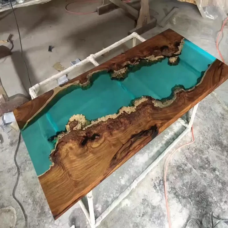 fire resistant epoxy resin pine wood table