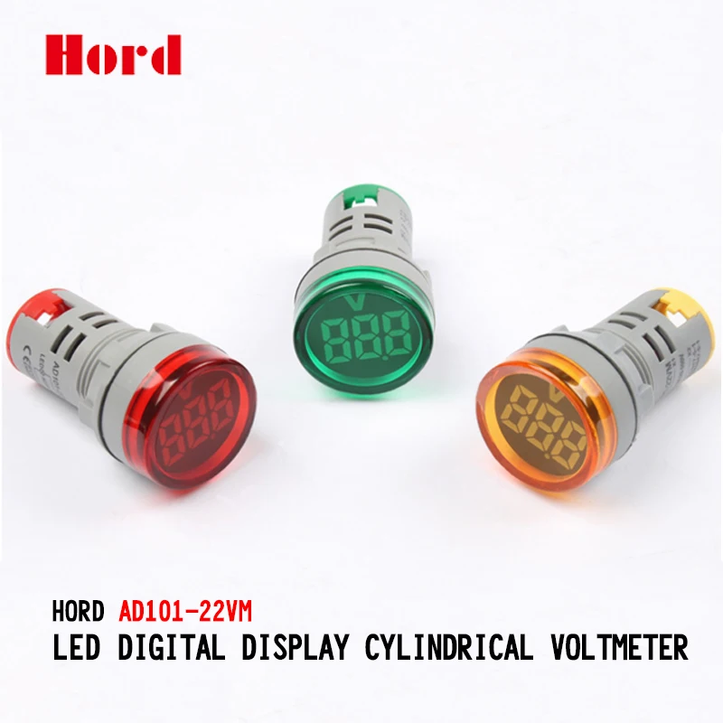 22 мм Передней Панели Монтажные светодиодный индикатор AC цифровой дисплей цилиндрический вольтметр AD101-22VM