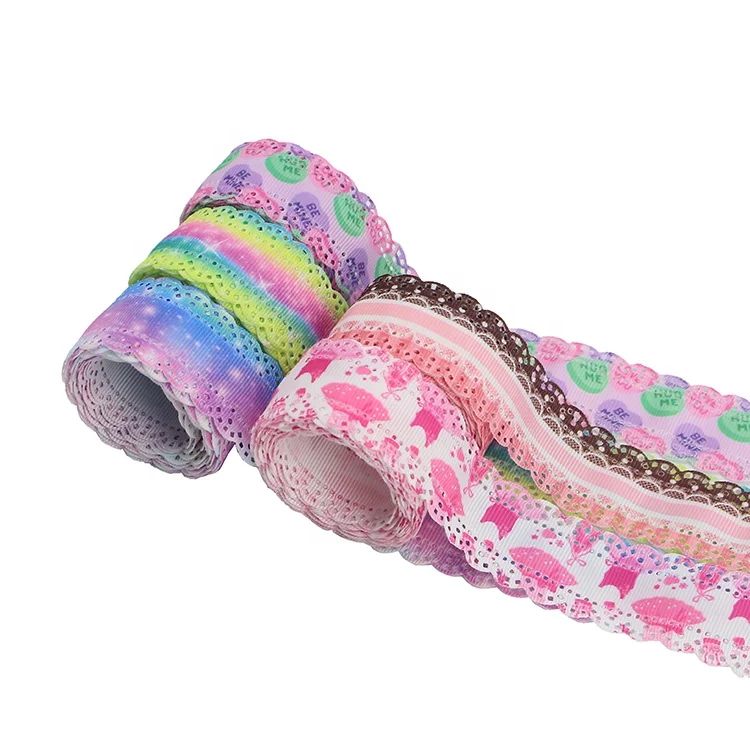 
Midi Japanese Style Wholesale Cutout Gradient Ribbon Custom Character Printed Grosgrain Hollow Ribbon 
