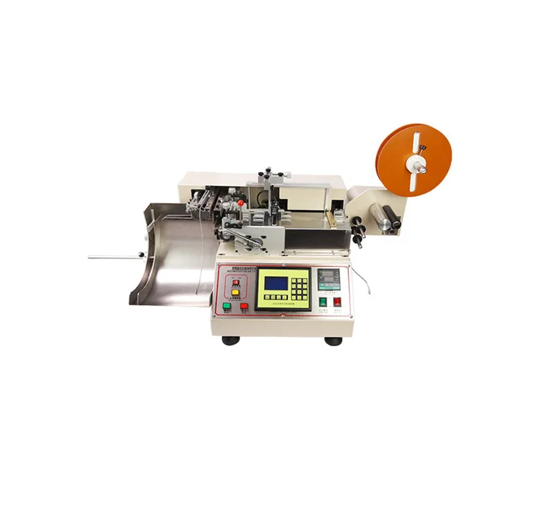 Automatic label cutting machine Computerized satin label tape cutter stacker Automatic tape cutting machine