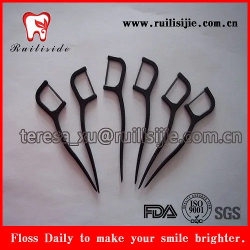 Bamboo Уголь зубочистки с черного бамбука резьба нить стоматологические