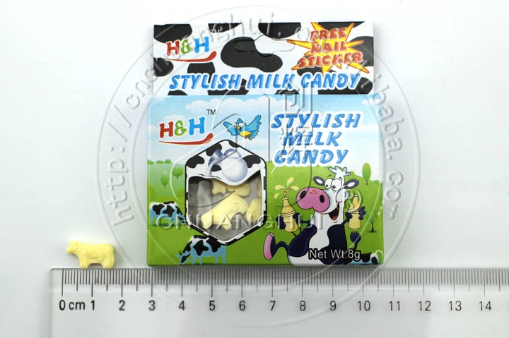 Stylish Cow Shape Dry Milk Tablet Candy With Nail Sticker