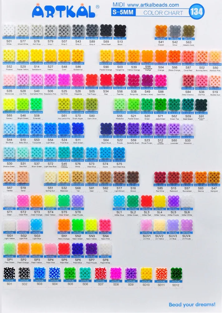 Artkal 15 Colors Iron Beads DIY Toys 5mm Midi Fuse Perler Beads