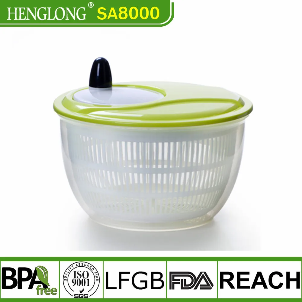 Kitchen Tools Plastic Transparent Salad Spinner With Handle Salad Bowl fruit and Vegetable spinner dryer