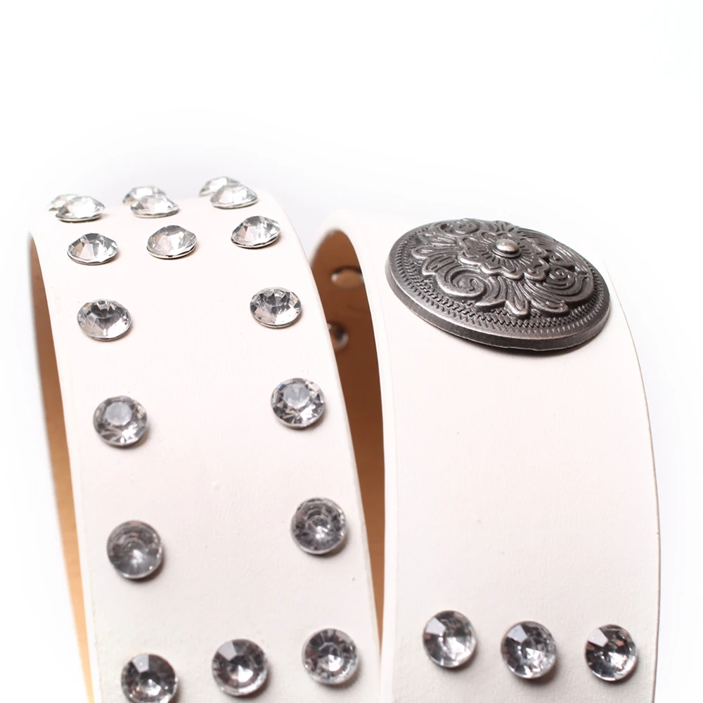 Wholesale beautiful fashion style PU strap alloy buckle ladies rhinestone belt