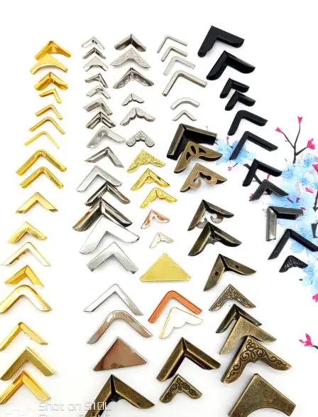 High quality album book corner protection clip menu gold photo album metal corner, decorative flat angle protection