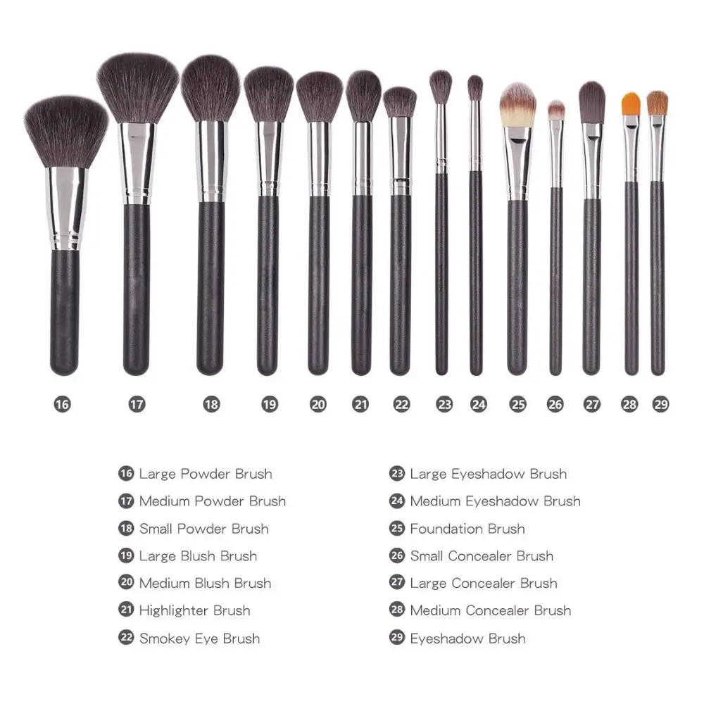 24 pcs Professional private label bag Goat Animal Natural hair Makeup Brush Set