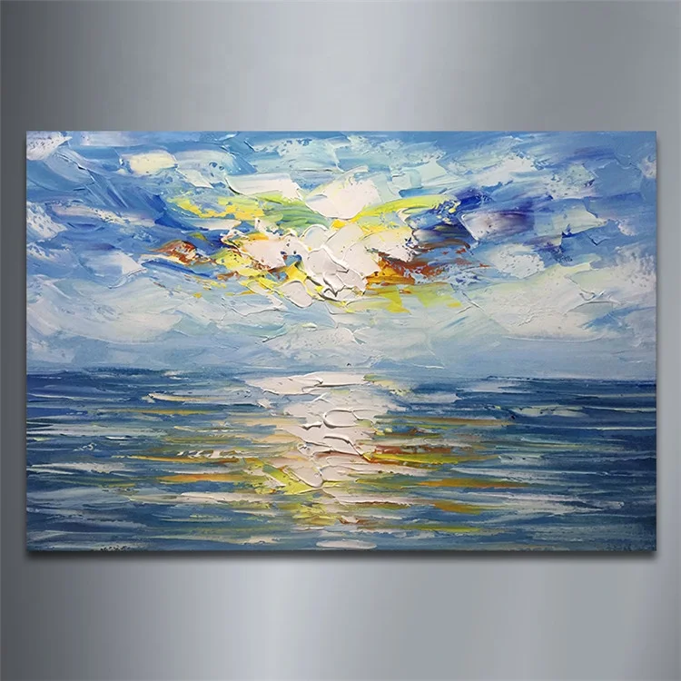 Modern abstract high quality hand painted seascape beautiful sea water oil painting for home decor wall art