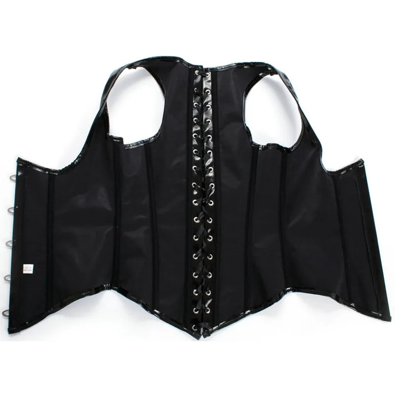 Black Glossy PVC Leather Underbust Corset Vest Boning slimming xxl sexy leather corset