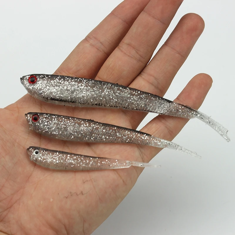
7.5cm 1.7g Soft Rubber Silver Drop Shot Lure Shad for Perch Pike Trout Jigging Worms Fish Lure Artificial Fishing Bait 