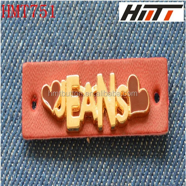 design leather patch with metal tag for jeans