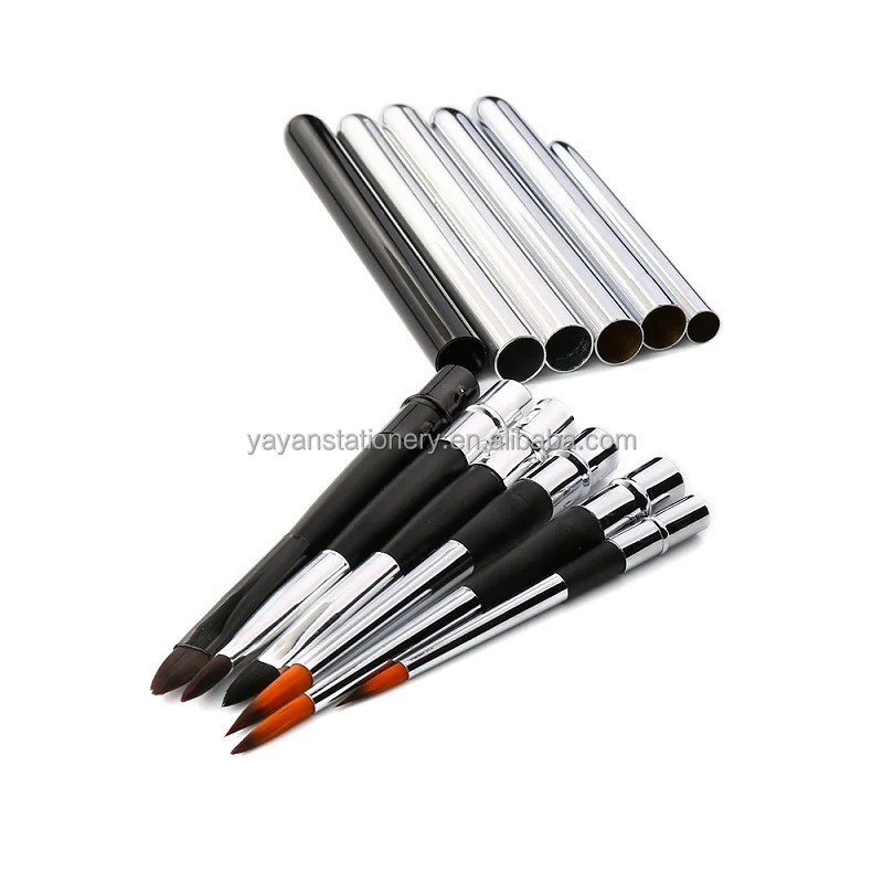 Synthetic Nylon Hair Metal Handle Pocket Travel Artist Paint Brush For Watercolor Acrylic Oil Gouache Painting