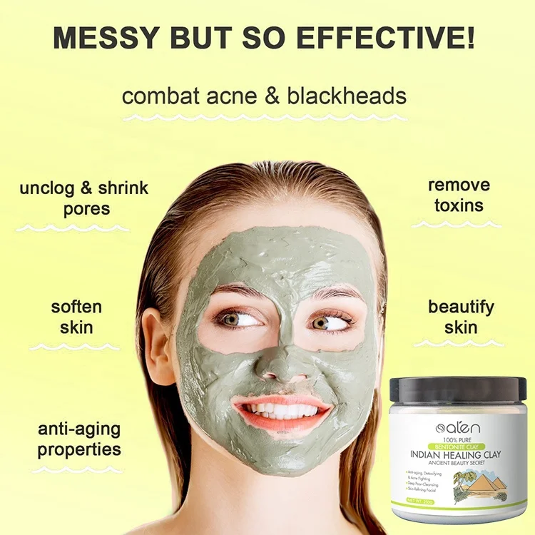 Private Label Deep Pore Cleansing Bentonite Detox Indian Clay Mask For Face Body Hair Mask