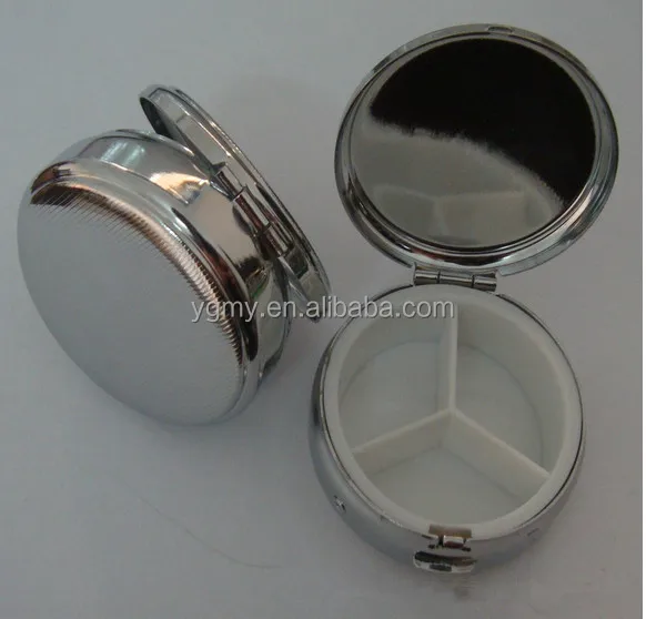 
Metal Round Silver Boxes Holder Advantageous Container Medicine Case Small Case 