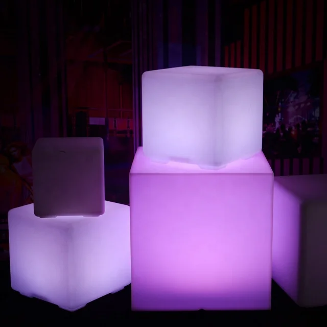 Nightclub Used Glowing LED Cube Seat Lighting Movable Furniture