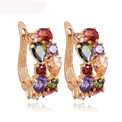 Indian Clip on Crystal Mona Lisa Earring,Jewelry Manufacturer China New Designs Gold Jhumka Earring