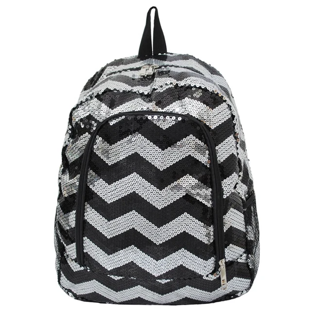 
New Arrival Stylish School Backpack Beautiful Sequin Chevron Print Backpack School Bag 