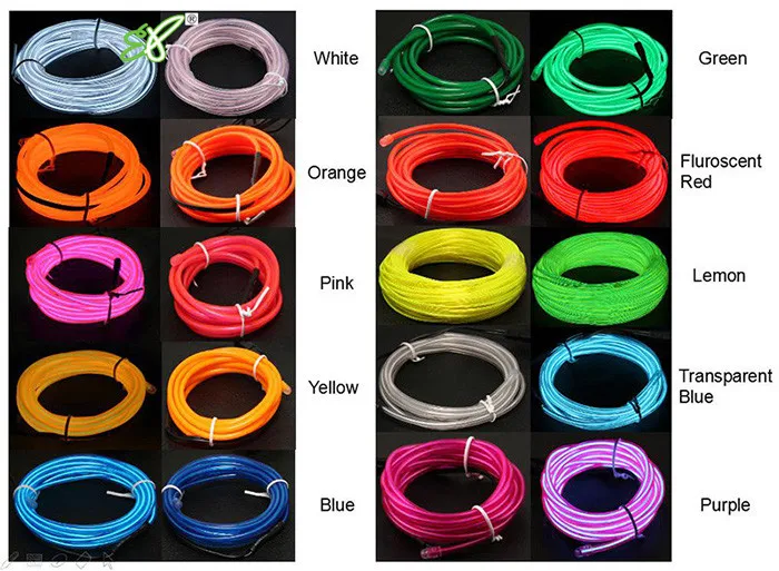 High Brightness welted EL wire luminous wire neon sewable el wire flexible flash costume halloween clothes china suppliers