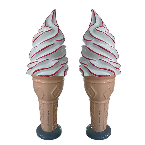 large 3D Life Size Fiberglass Ice Cream Cone Sculpture