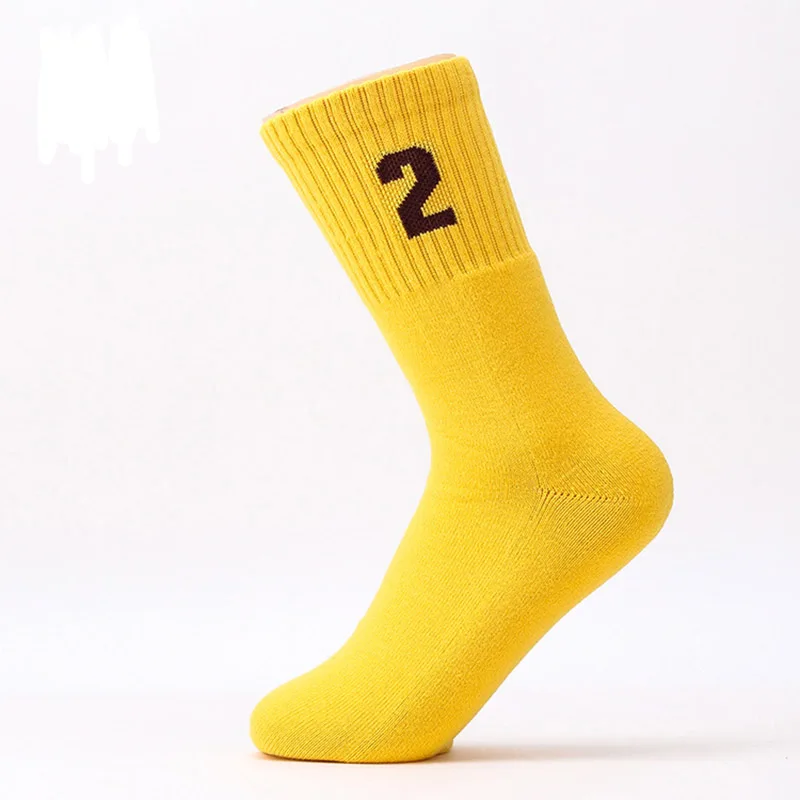 New Team Number Crew Socks Athletic Socks Yellow