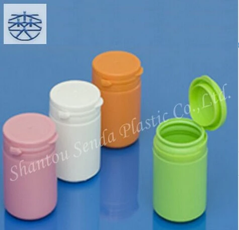 plastic bottle tear-pulling cap/80ml candy bottle/capsule jar with colorful