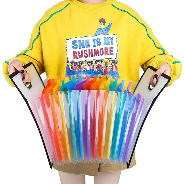 Customized Colorful Expanding File Folder Portable PP Organiser A4 Size Classify Expanding File Folder