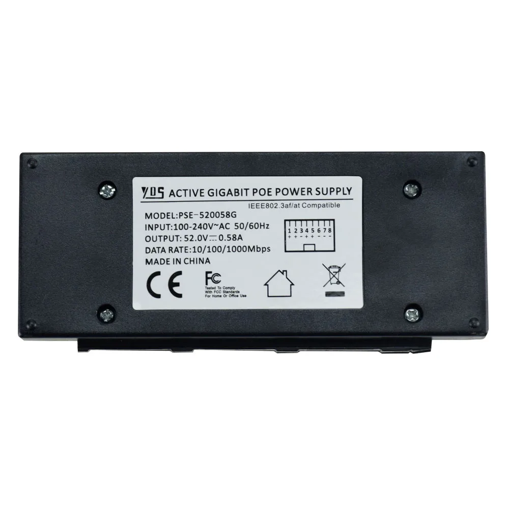 52V 0.58A  powerline ac dc adapter POE Adapter Injector Power Supply Ethernet Adapter