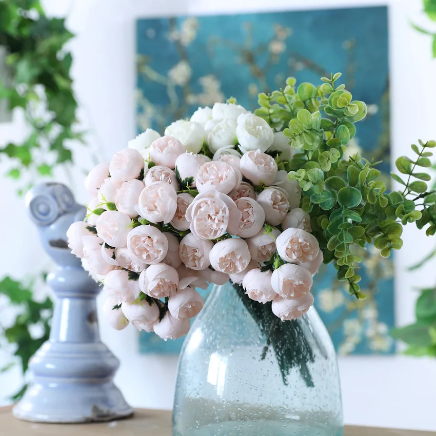 Shininglife Brand manufacturers wholesale Artificial flower 27 tea rose bouquets lafiza