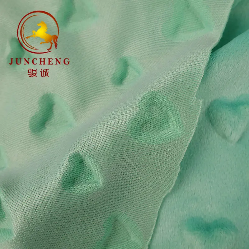 Hot and popular knit soft velvet minky heart shape blanket fabric for baby using