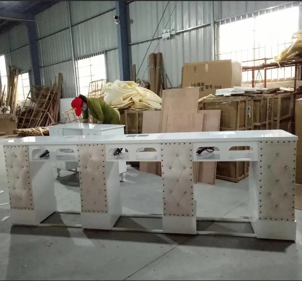 Тройной Маникюрный Стол для ногтей, классический, золотой и белый, французский стиль, гарантия 5 лет, 2019