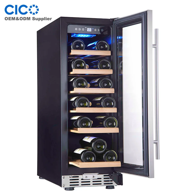 CICO SF-18S 18bottles Compressor Wine Cooler Refrigerator Black Gas Stainless Steel Door Electronic Temperature Freestanding 100