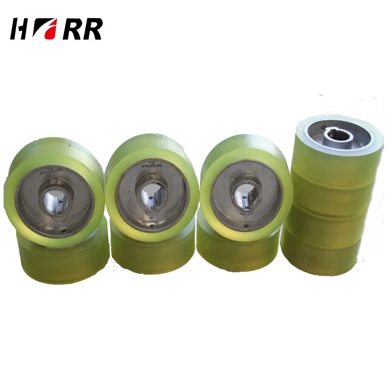 
Wear-resisting PU lamination polyurethane rice mill rubber coated plastic roller with steel shaft for conveyor system 