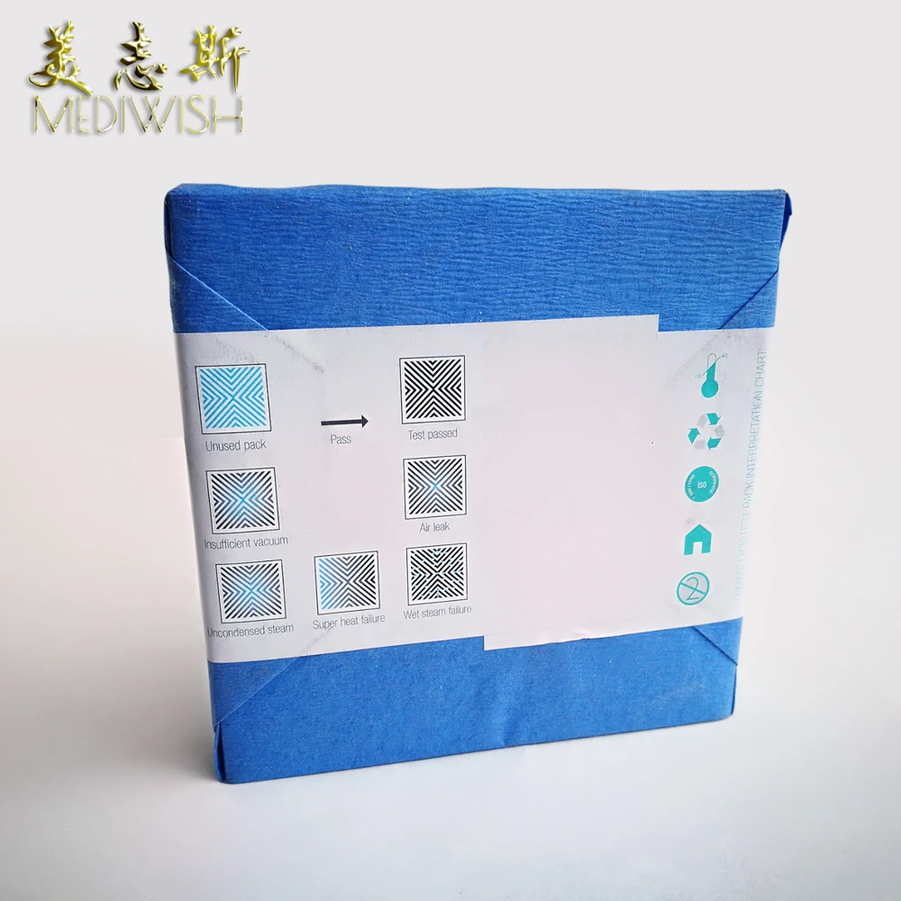 Bowie-Dick type test pack for steam sterilizer control penetration and air removal performance