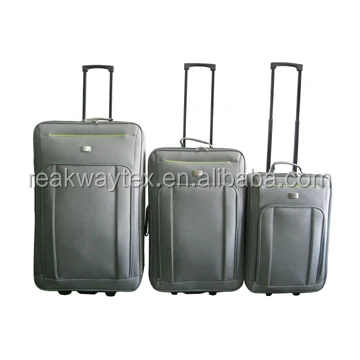 
China Luggage Factory Supply Cheap 3pcs Eva Trolley Luggage Suitcase Sets In Grey With Lime Trimming 