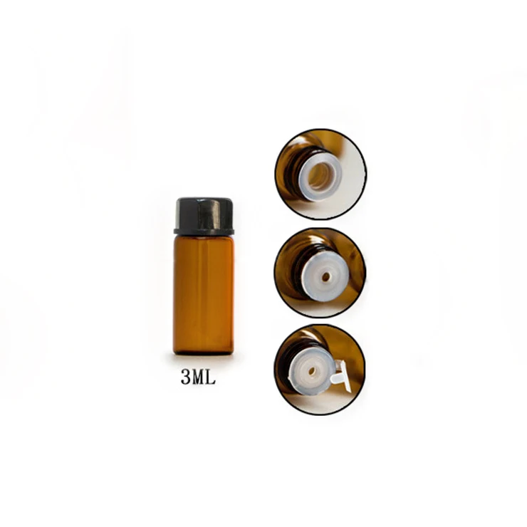 1ml 2ml 3ml 5ml Glass Vial Bottles Amber Color with Black Cap and Three Kinds of Tips Gasket for Samples Filling Use