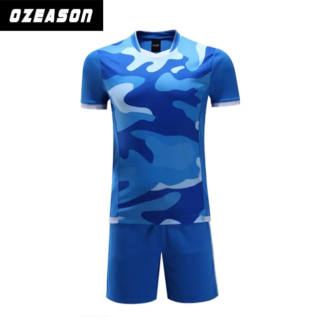 Wholesale cheap youth soccer team uniform sublimated custom blue soccer uniforms