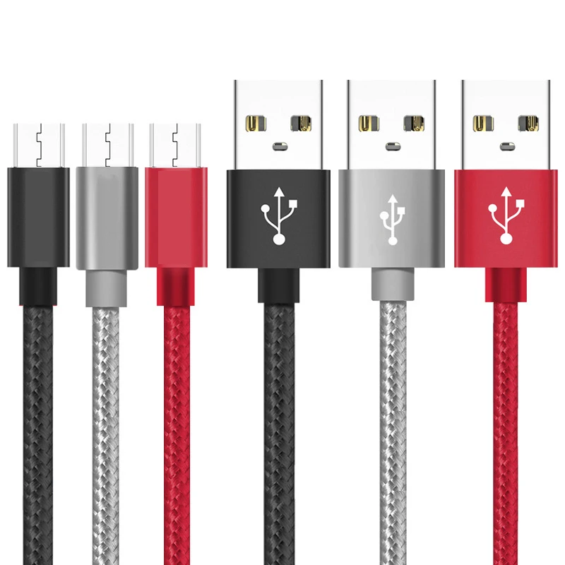 3m 10ft Nylon Braided Data 5pin Cord USB Micro USB Android Cable