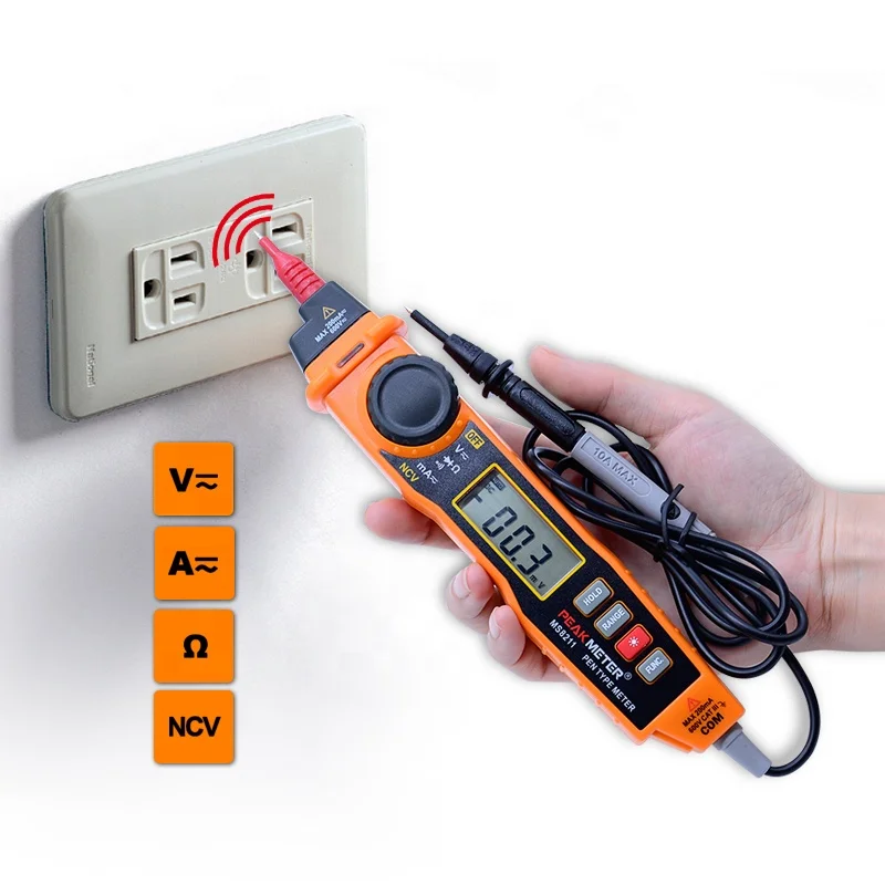 PEAKMETER PM8211 Digital Pen-type DMM Multimeter ACV/ DCV 600V ACA/DCA 2200mA Resistance 20M Ohm NCV