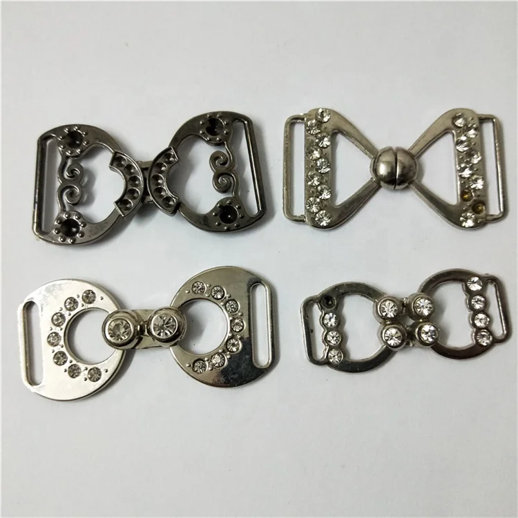 
Sew-On behind swimsuit buckle Openable front chest collar mini small metal belt buckle for cheongsam full dress 